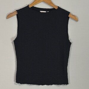 GLG Textured Sleeveless Stretch Knit Crop Top Black Size M